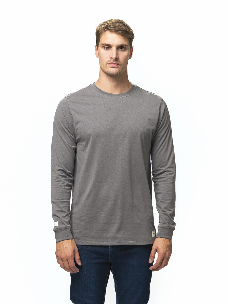 Remera Manga Larga Algodón - Gris Oscuro 
