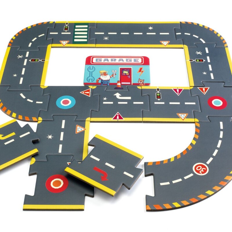 Puzzle de suelo gigante de pista de carreras Crazy Motors Djeco Puzzle De Suelo Gigante De Pista De Carreras Crazy Motors Djeco