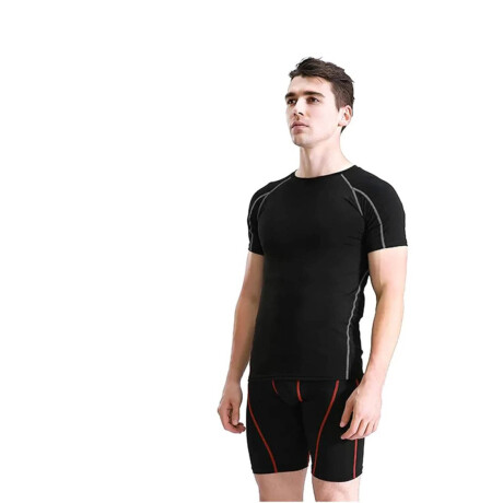 Set Deportivo 2 Remeras + 2 Calzas Deportivas Cortas Negro