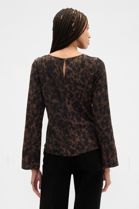 Remera Cuello Bote Mujer Brown Leopard
