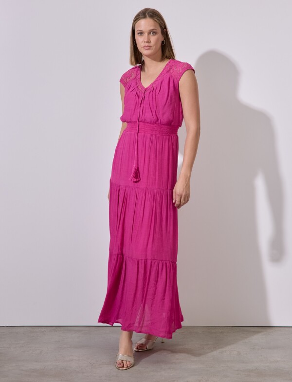 Vestido Maxi Encaje FUCSIA