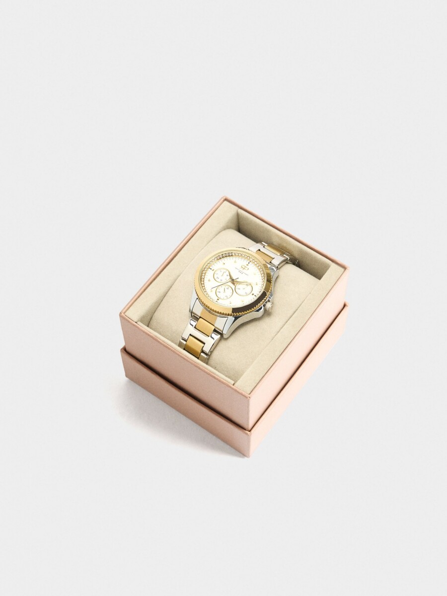 Reloj Bicolor Con Pulsera De Acero Inoxidable bicolor