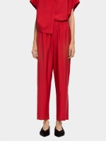 Pantalón Con Cintura Elástica Efecto Arrugado rojo