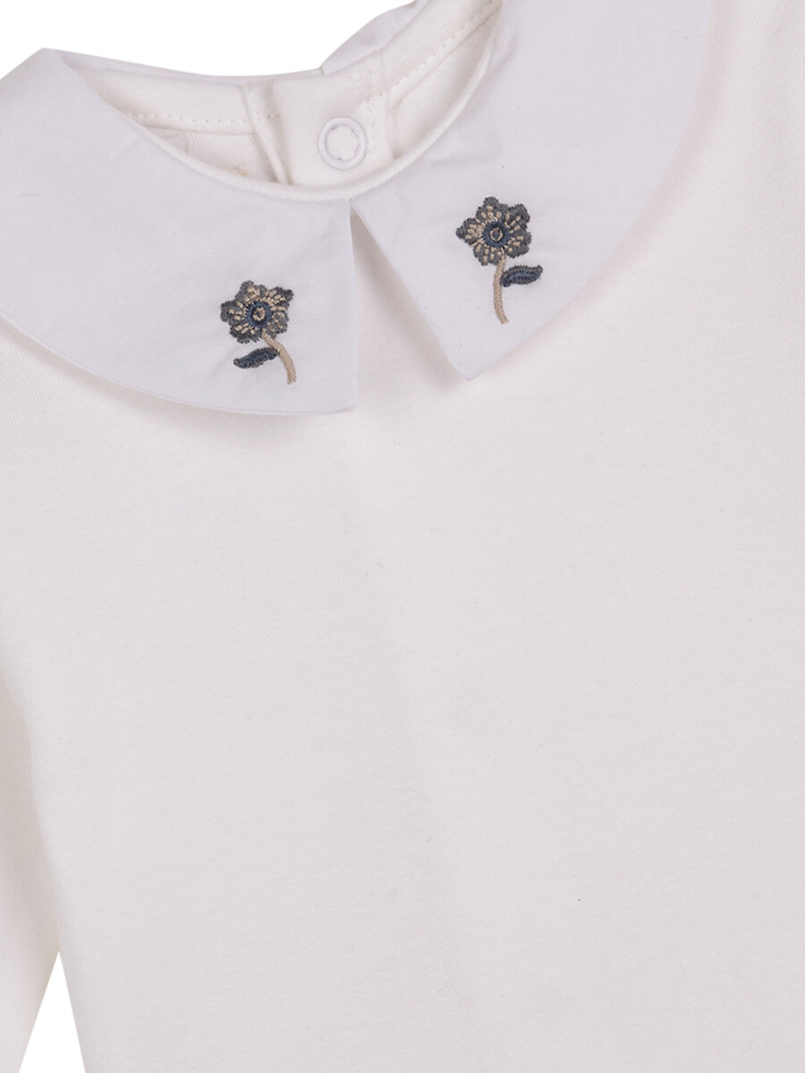 Body Con Bordado En El Cuello Blanco Roto