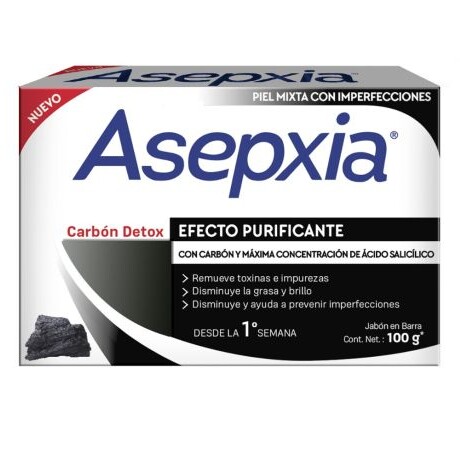Asepxia Jabón Carbón Detox Efecto Purificante 100gr – Limpieza Profunda Facial Asepxia Jabón Carbón Detox Efecto Purificante 100gr – Limpieza Profunda Facial