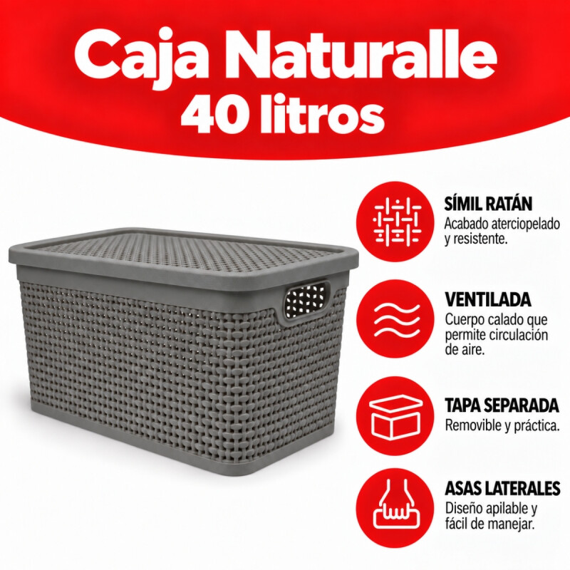 Set x2 Caja simil ratán 40 lts CAPPUCCINO