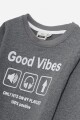 Buzo estampa Good Vibes GRIS OSCURO