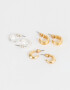 Aros Argollas Set Bañada en Oro Set De Argollitas Bañadas En Oro - Dorado