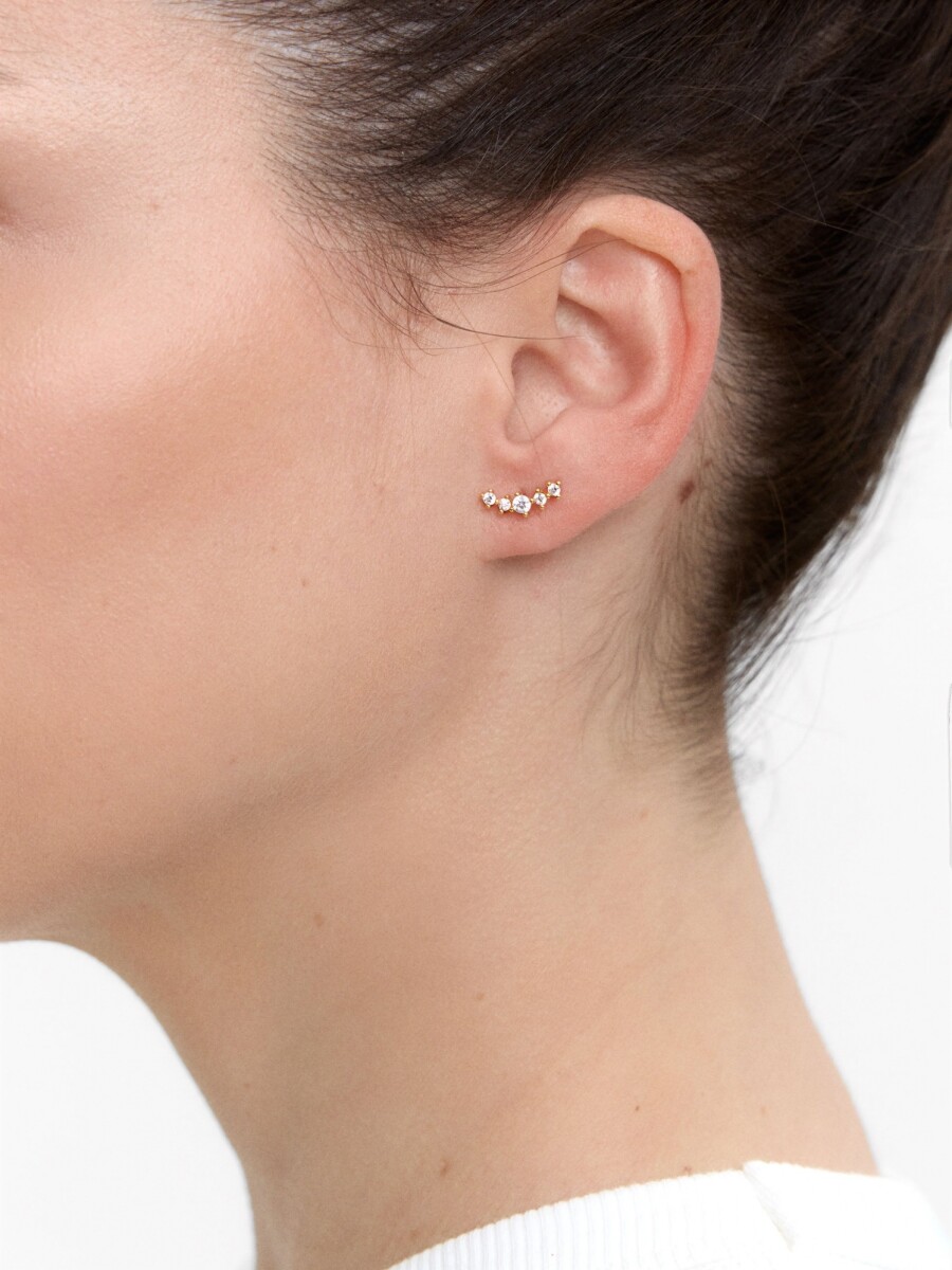 Pendiente Individual Con Circonitas - Plata De Ley 925 dorado