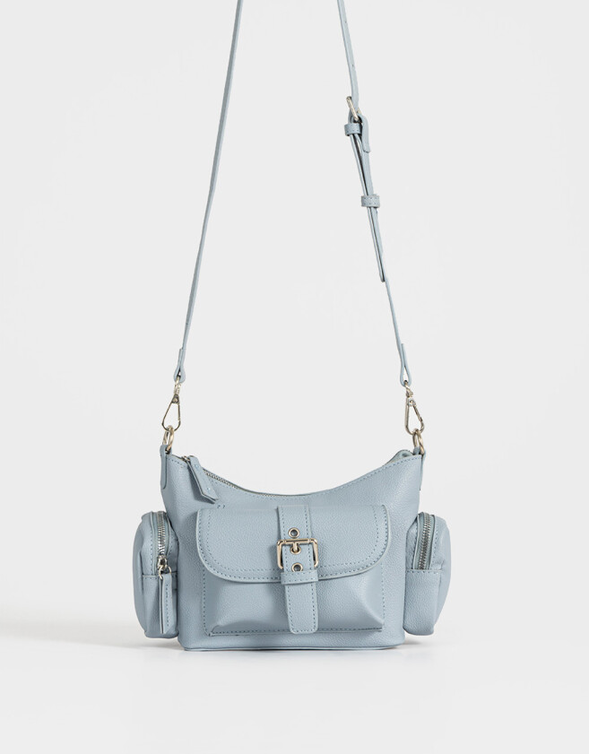 Bandoleras Boho Bandolera Multipocket De Cuerina - Azul Medio
