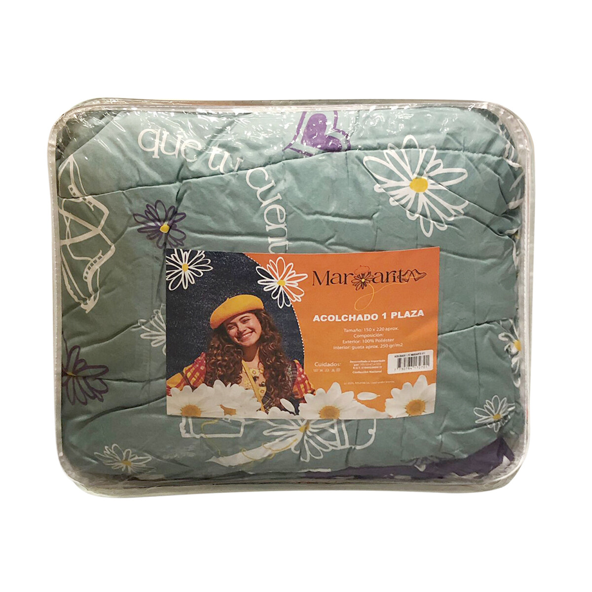 Acolchado Infantil Margarita 1 Plaza 100% Microfibra 