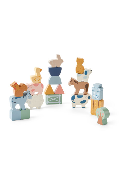 Set 20 bloques de madera, diseño animales de granja Set 20 bloques de madera, diseño animales de granja