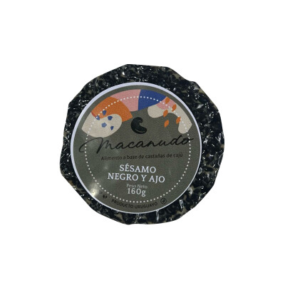 Queso  plant based  sesamo negro y ajo 160g Macanudo Queso  plant based  sesamo negro y ajo 160g Macanudo