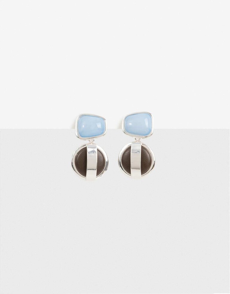 Aros Clips Color Aros Cortos Clip Resina Y Cuerina - Plateado Niquel