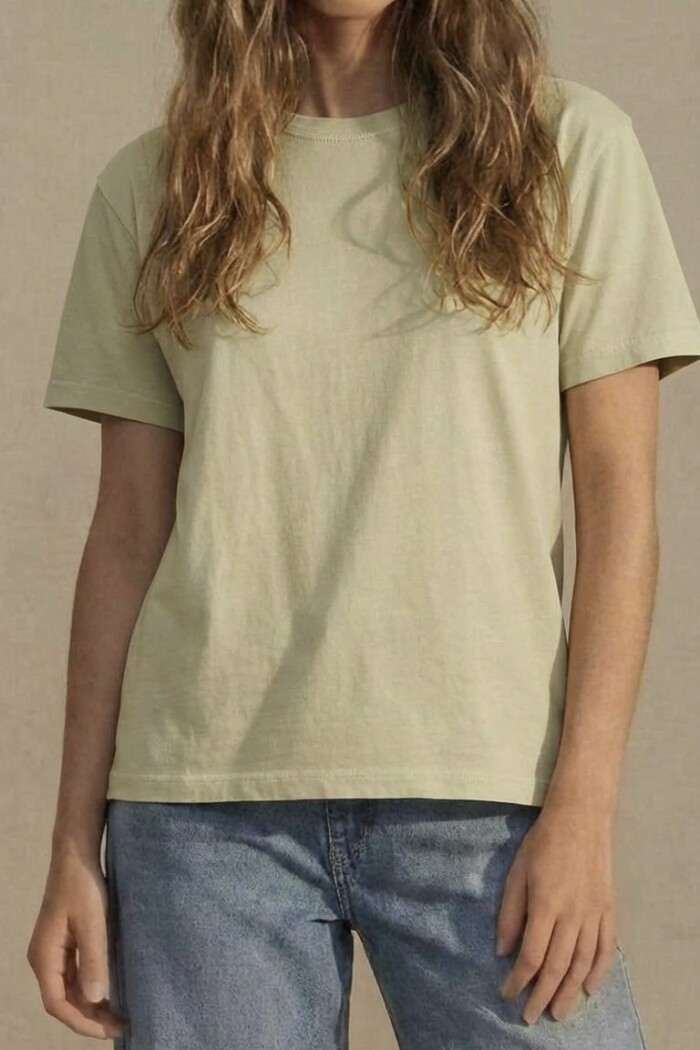 Remera Algodón Lavado Pistacho