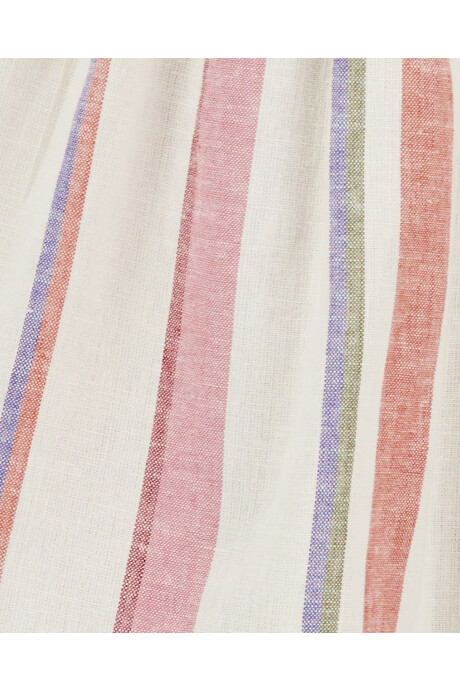 Vestido de lino ecovero, con volados, diseño a rayas Sin color