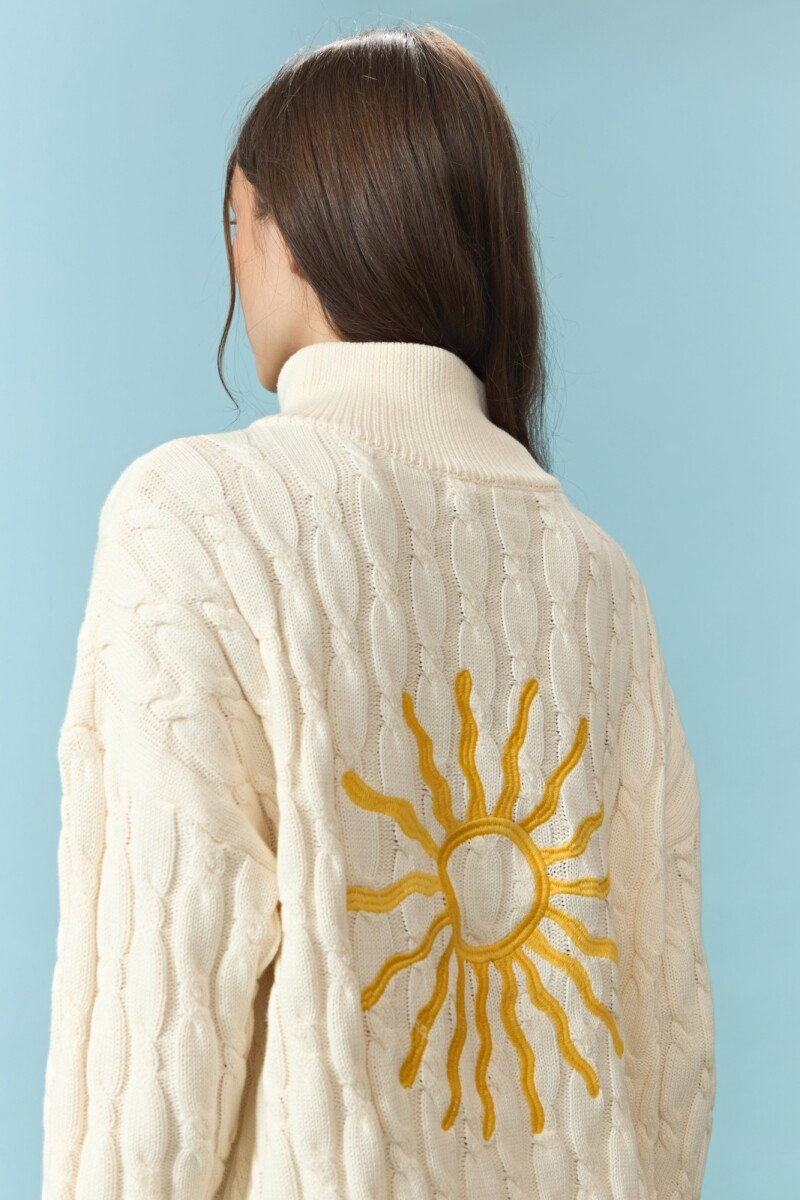 Sweater de algodón con estructura de ochos crudo
