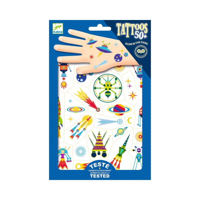 Set x50 Tatuajes removibles para niños Espacio