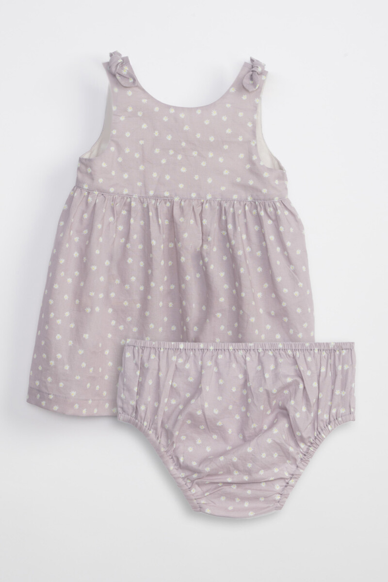 Vestido con bombachudo estampado Flores Lila