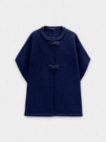 Poncho De Punto Con Hebillas azul-marino
