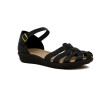 Country Sandalia C/talon Cuero Y Capellada Tiras Cuero Negro