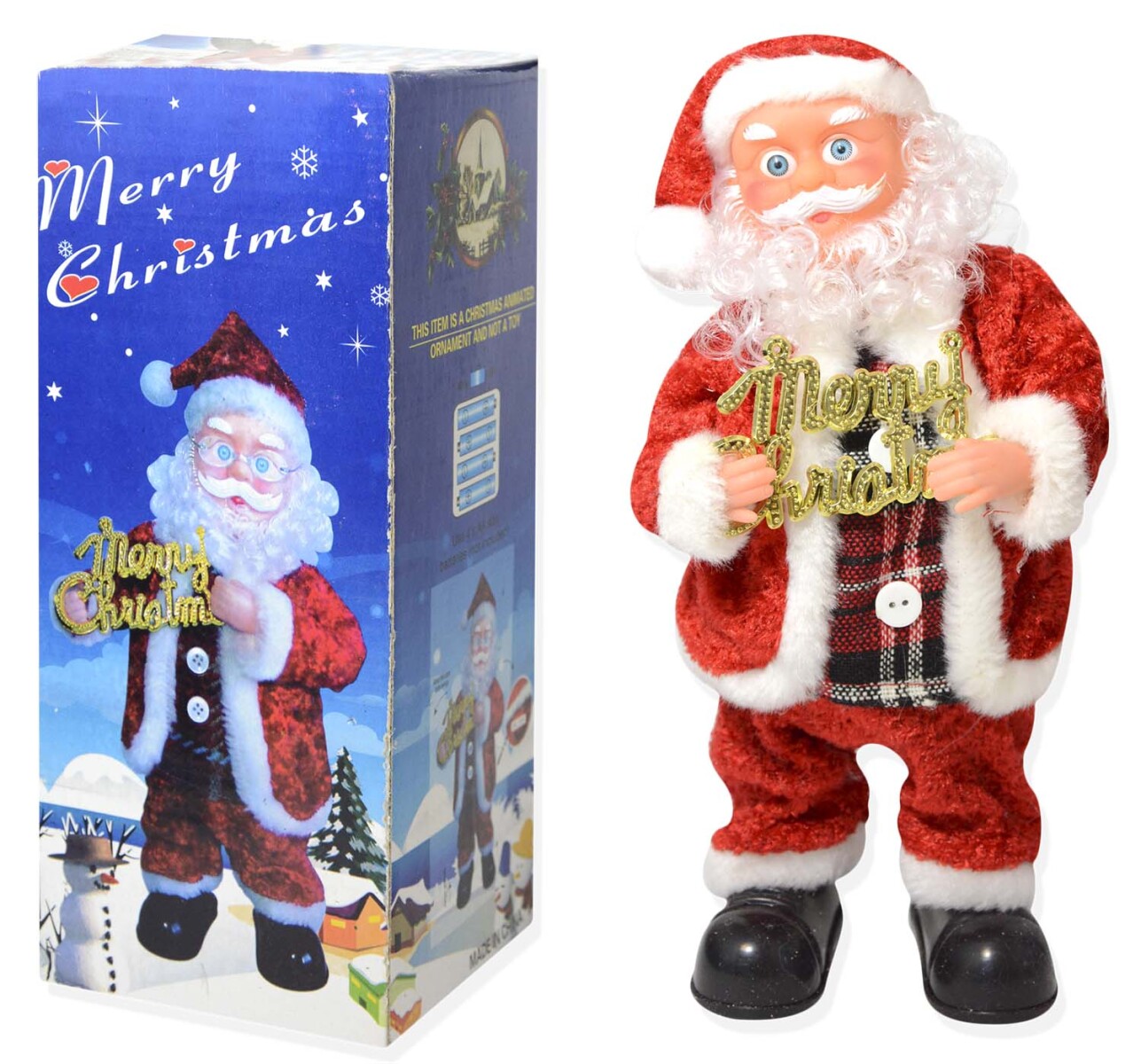 PAPA NOEL MUSICAL CON CARTEL EN CAJA 28 CM 14610 Q36 