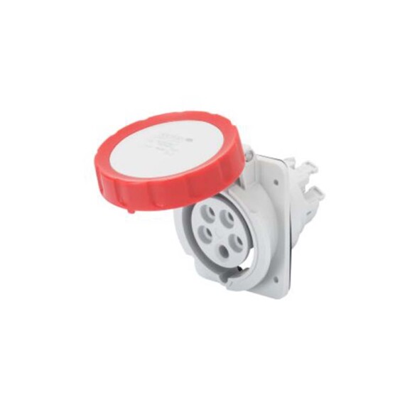 Tomacorriente de embutir industrial 3P+T+N 32A 6HS 380V roja IP67 GG2243