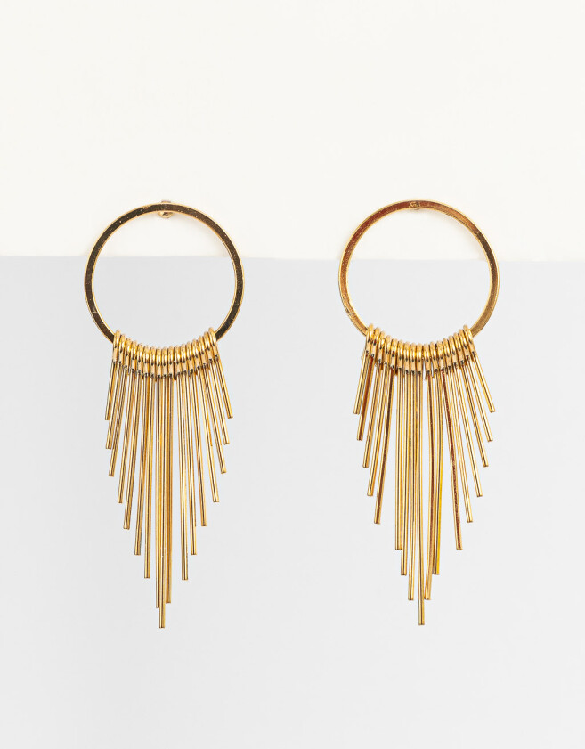 Aros Colgantes Largos Metal Aros Metálicos - Dorado