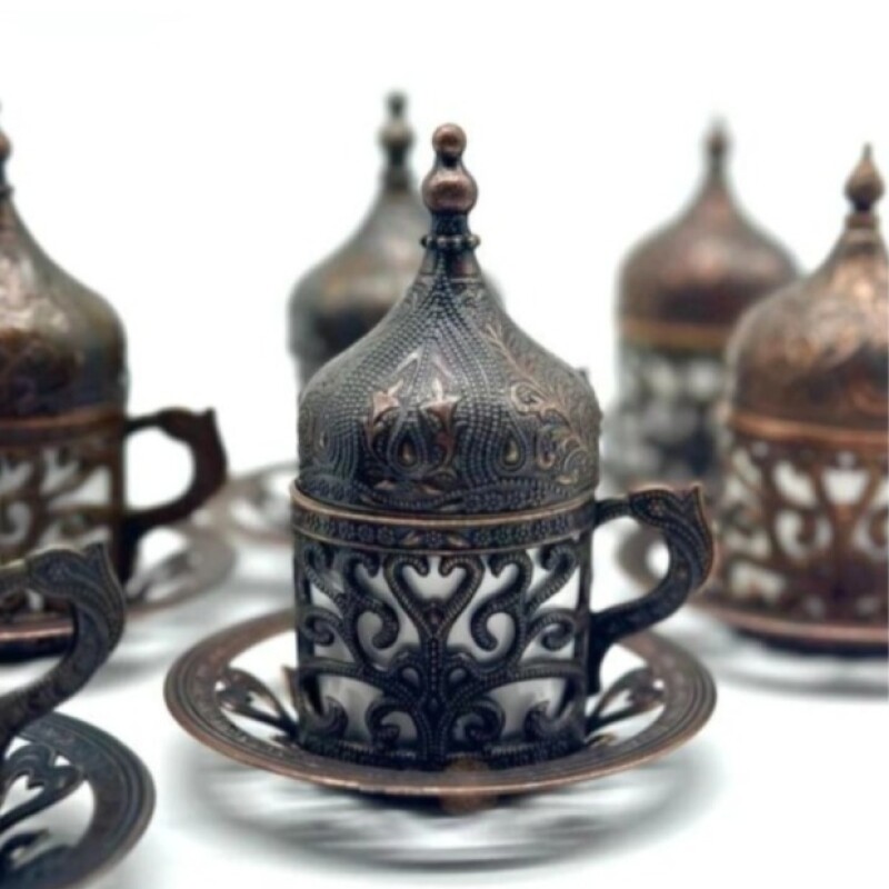 Juego de café metal x6 Cobre