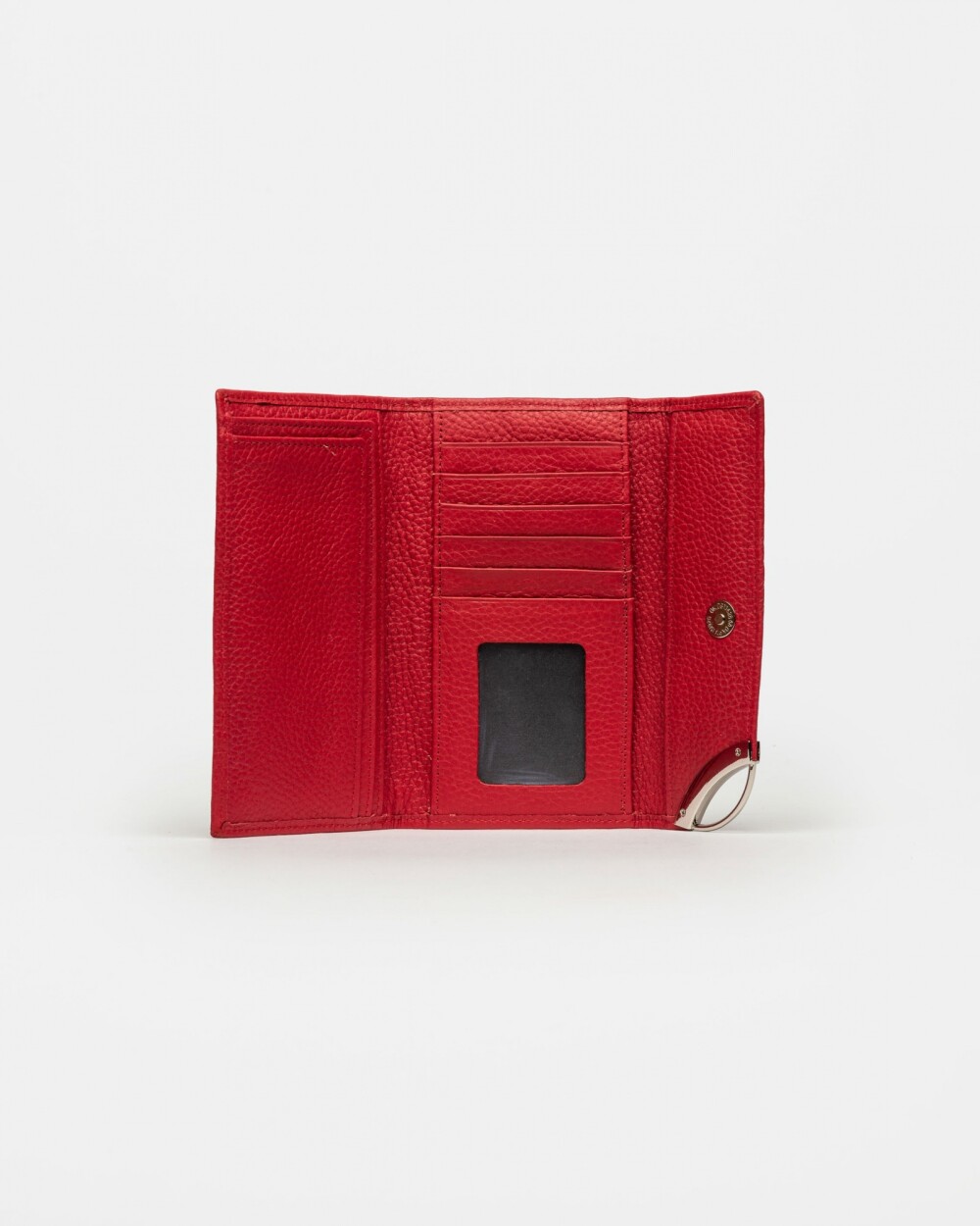 Billetera Katy En Cuero Graneado Rojo