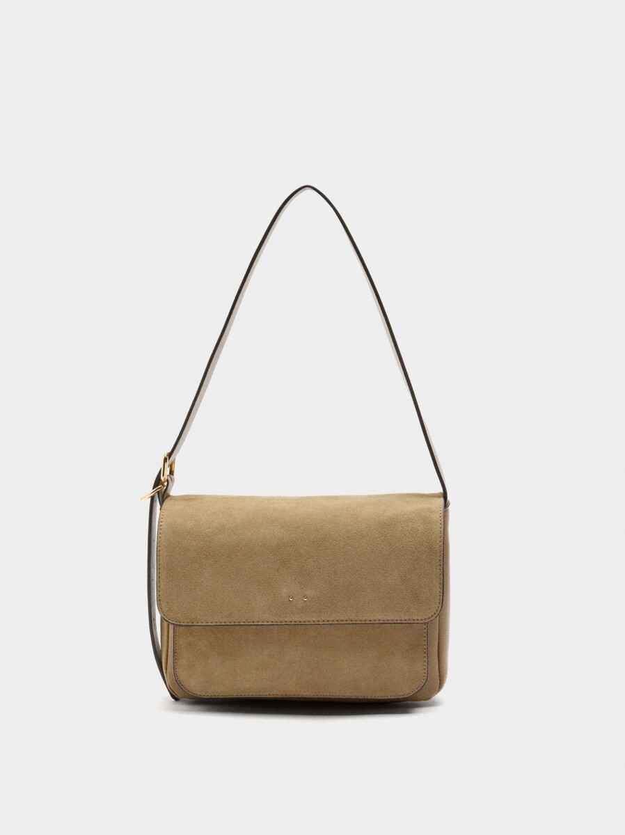 Bolso Bandolera Con Piel - camel 
