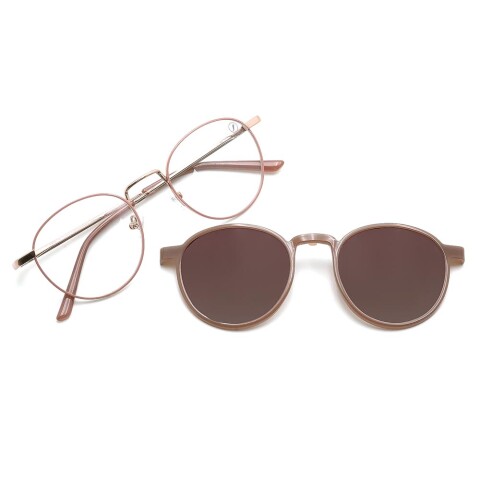 Lentes 2 En 1 Chilli Beans Redondo Hombre Gradiente Marón/Rose