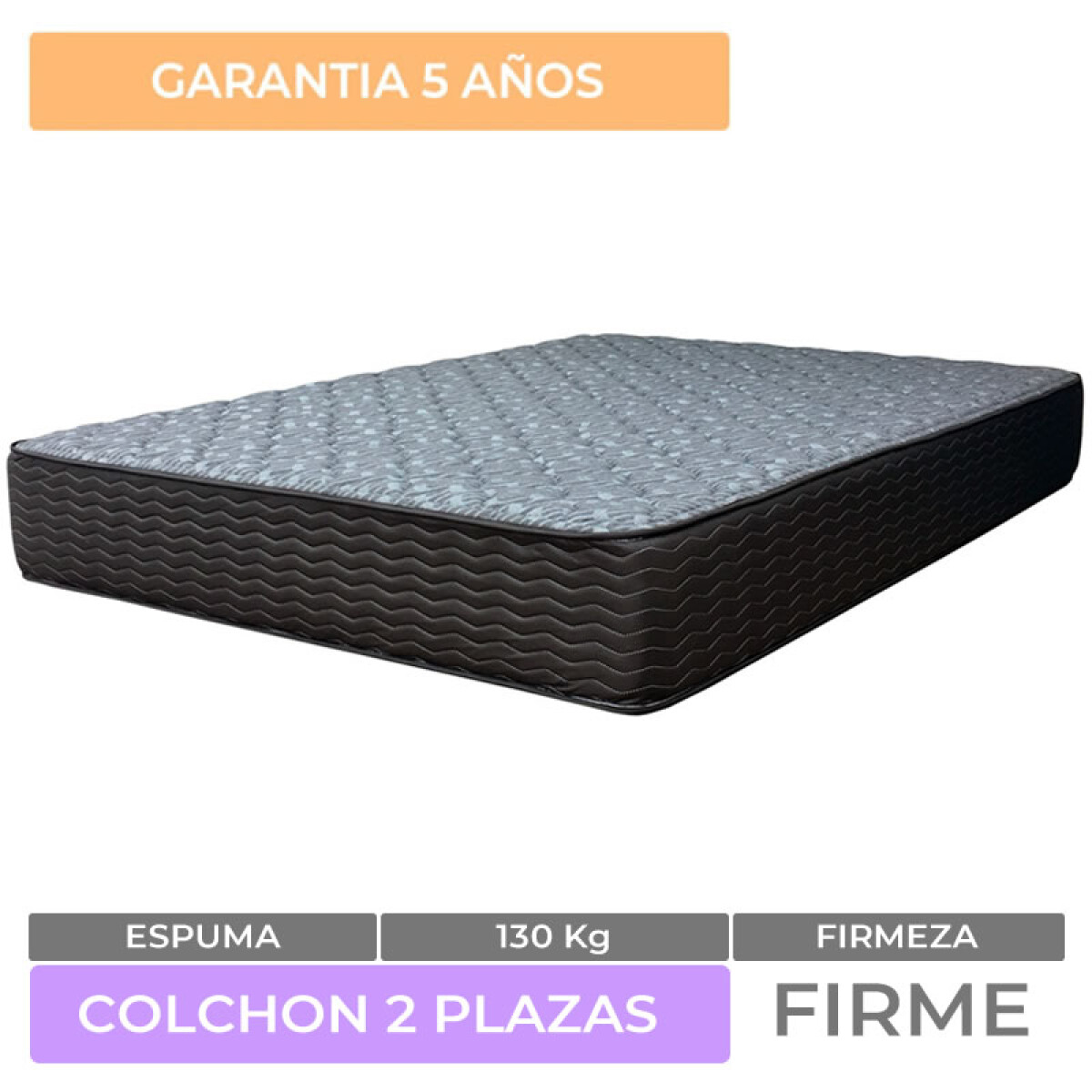 Colchón Zafiro 2 Plazas Espuma Alta Densidad Reversible 140 x 190 x 26 cm 130 Kg 