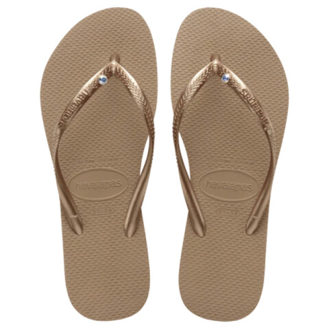 Ojotas Havaianas Slim Crystal Swarovski II Dorado