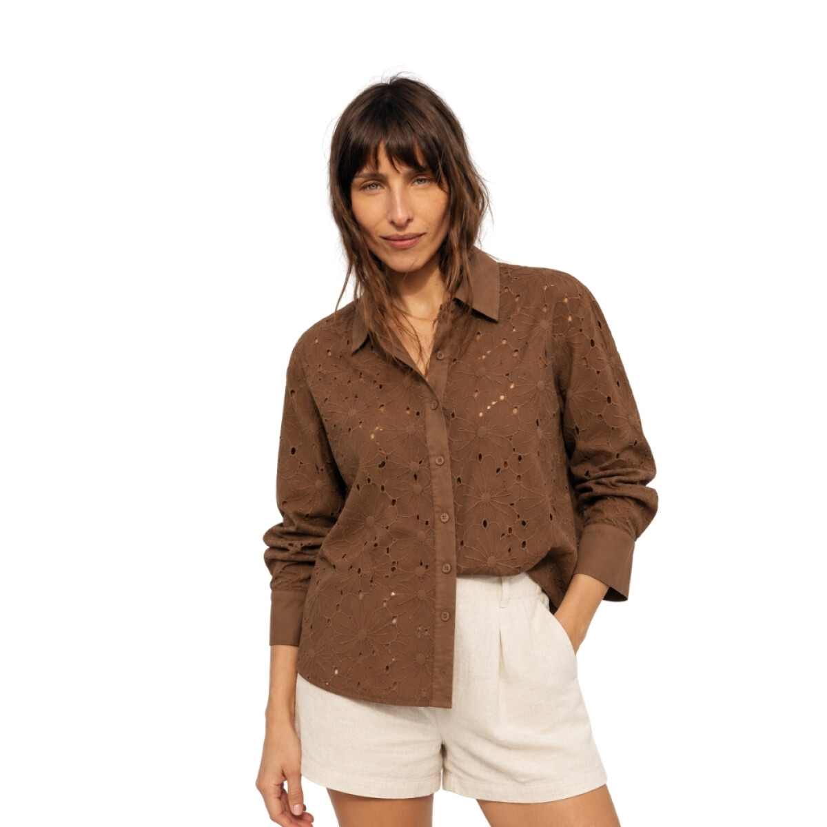 CAMISA BRODERI S-L - CHOCOLATE 