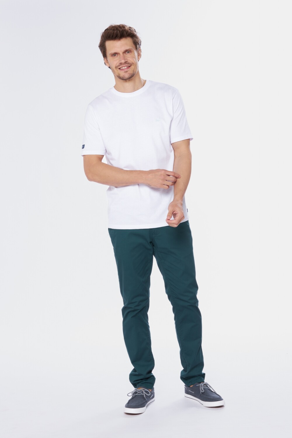 PANTALÓN CON MEDIA CINTURA ELASTIZADA Verde