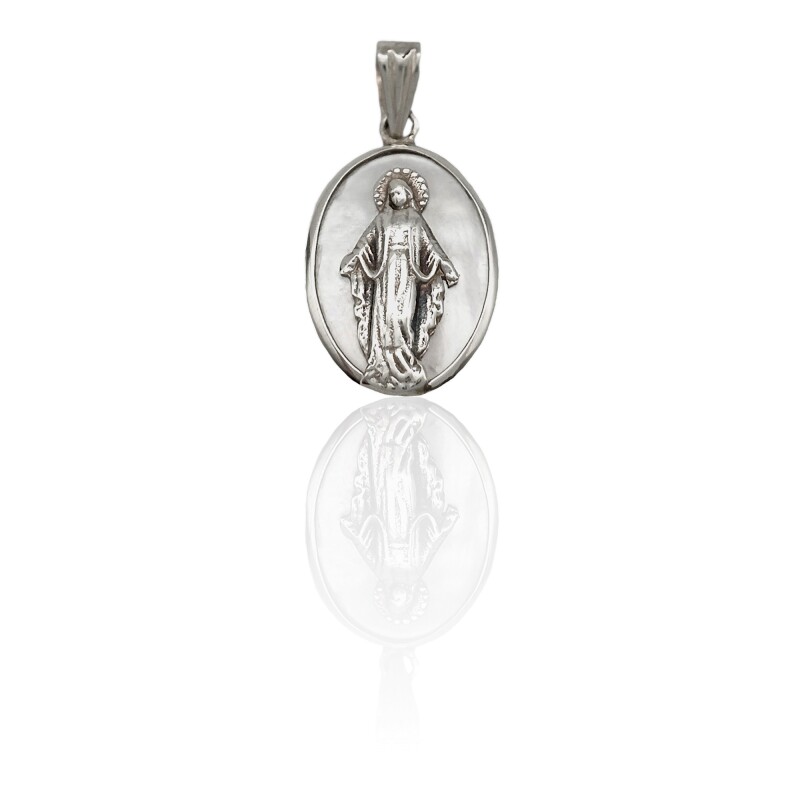 Dije Medalla Virgen Milagrosa-Plata 925-Piedra Nacar-CP3023 conpiedra
