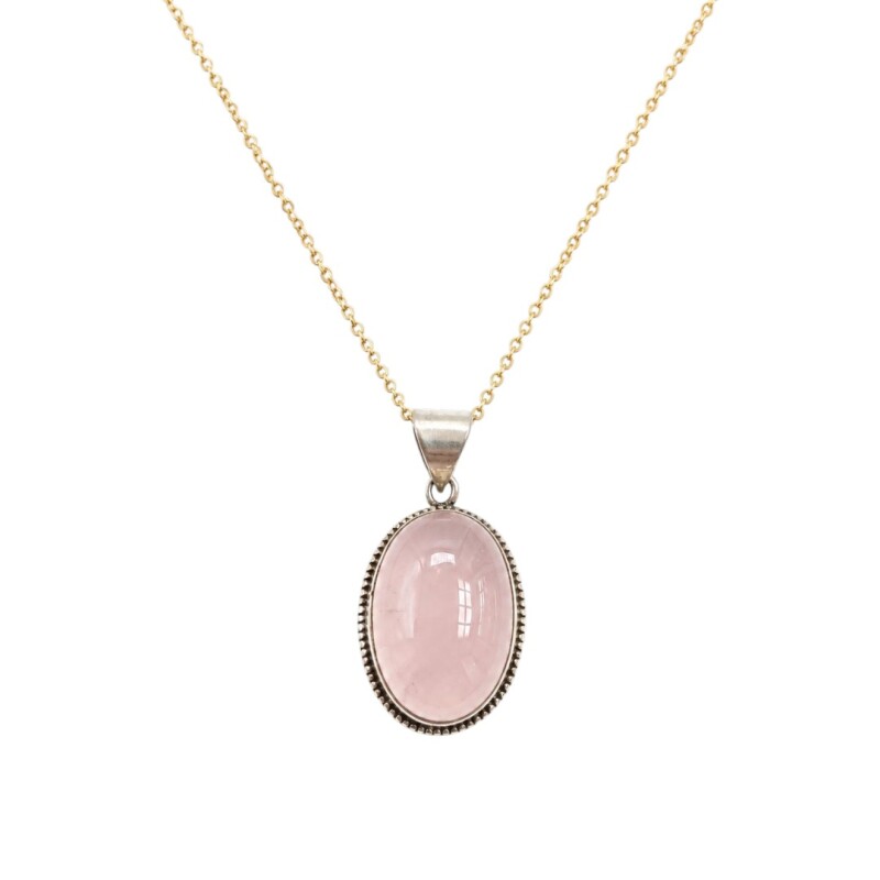 Dije oval - Plata 925 - cuarzo rosa - CP4868 conpiedra