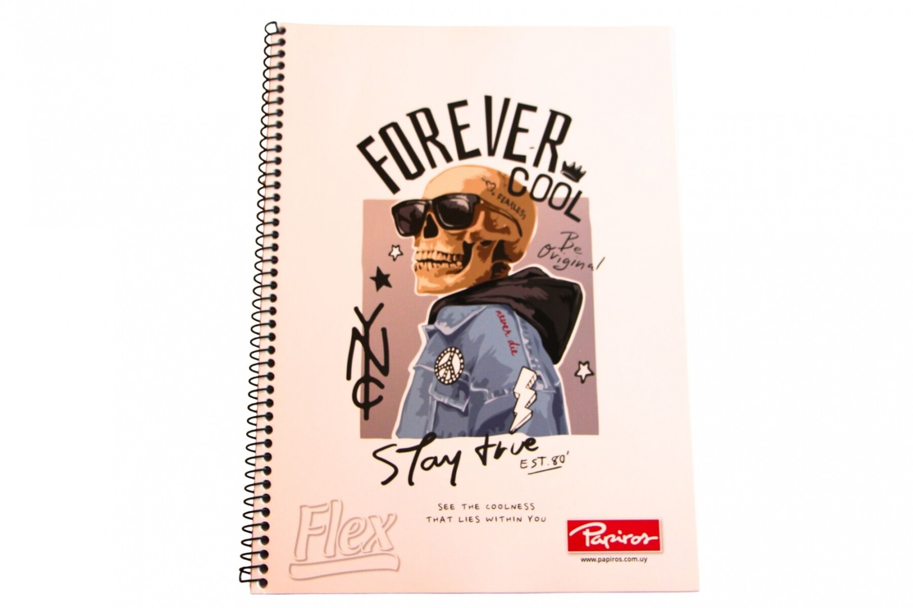CUADERNOLA PAPIROS FLEX 70 HOJAS RAYADO - TAPA FOREVER COOL 