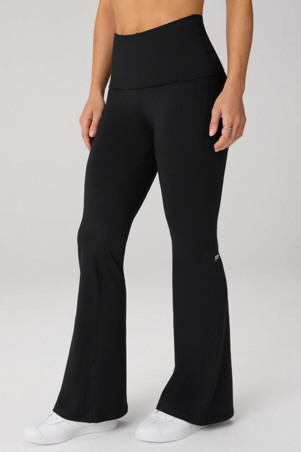 Leggings Flare Cloud Jersey Foldover Mujer Black