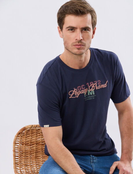 REMERA ESTAMPADA DE ALGODÓN Azul