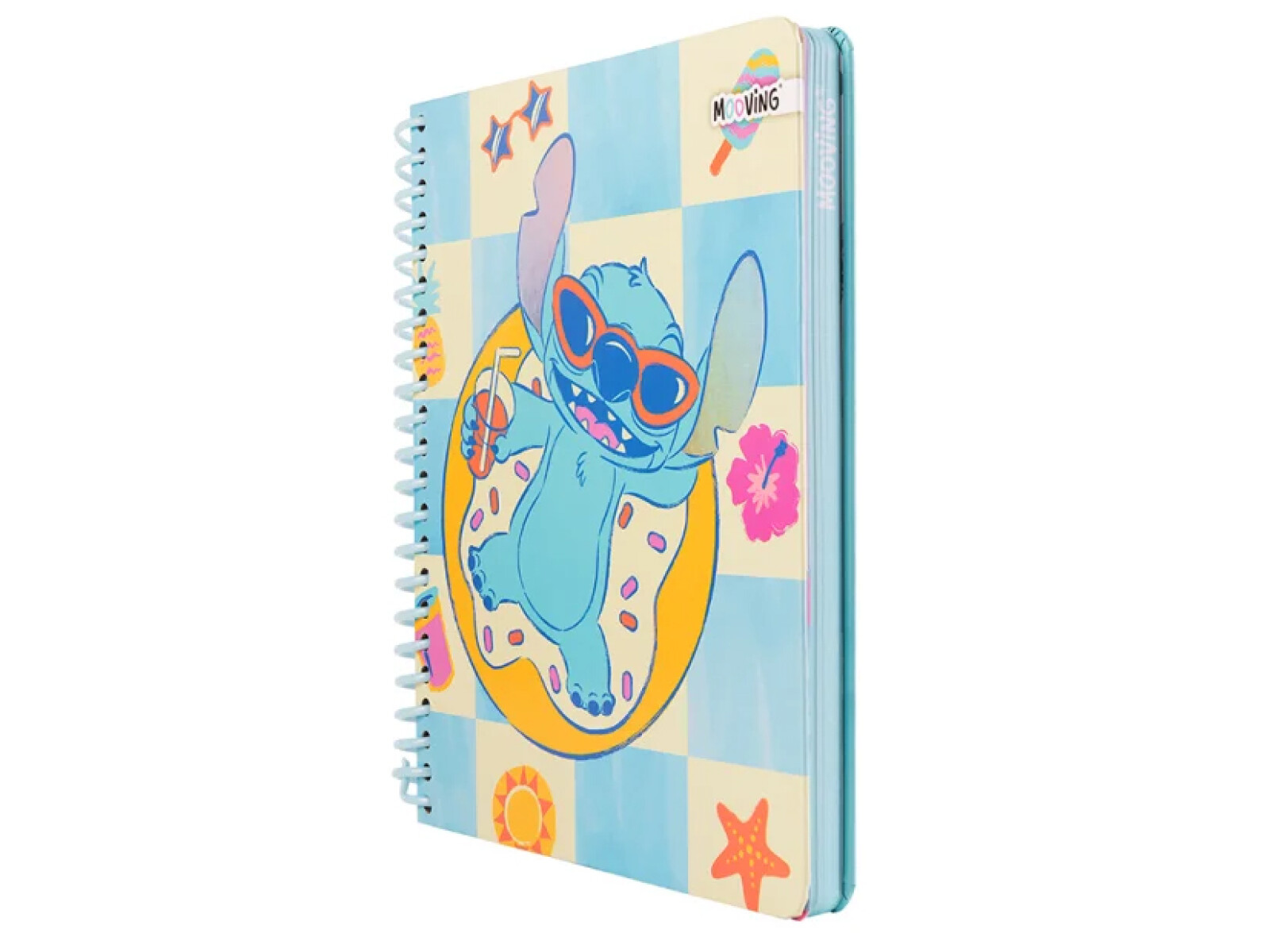 Cuaderno Mooving Premium 1/2 Oficio Stitch - en la Piscina 