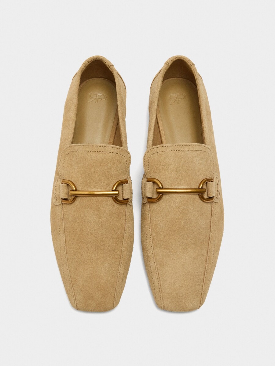 Mocasines De Piel Con Detalle Metálico beige