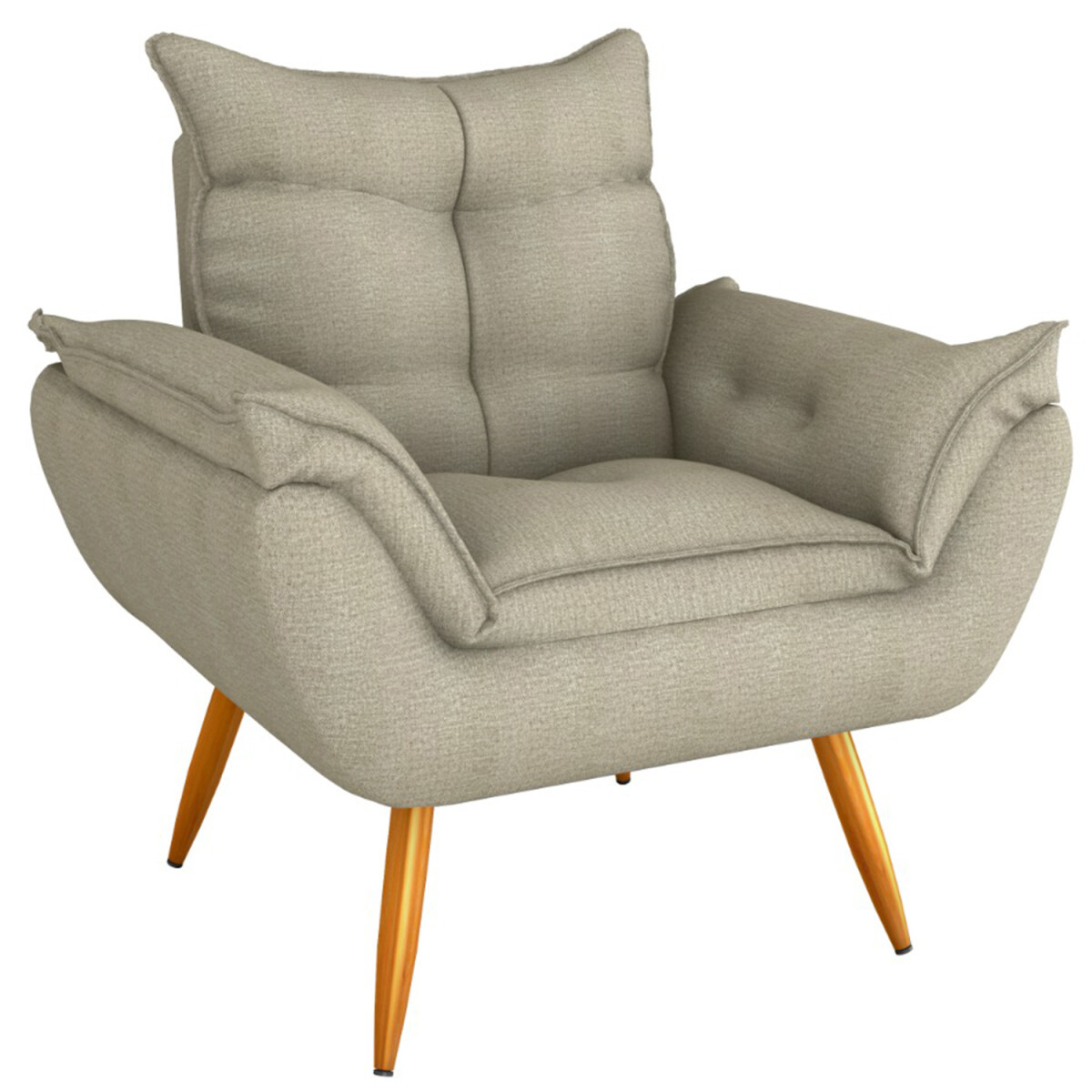 Sillón Butaca Poltrona Turín 1 Cuerpo con Patas de Eucalipto - Beige 