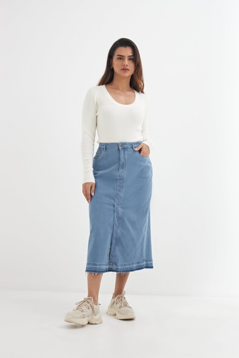 Falda denim midi - Jean medio 