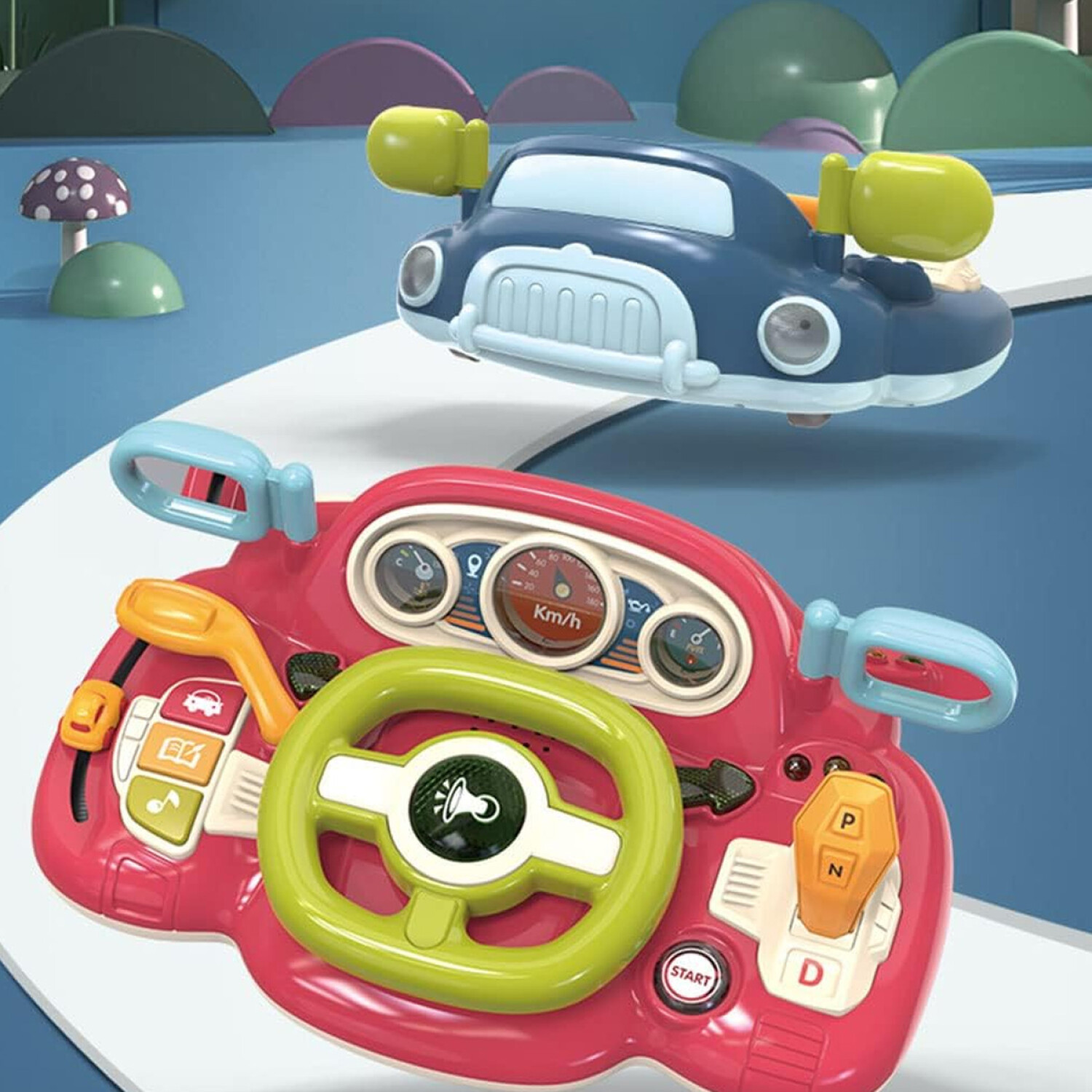 Volante Juguete 360° Con Luces Y Música, Simulador De Conducción Para Niños