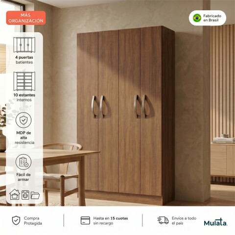 Mueble Multiusos Organizador Ropero de 10 Estantes con 4 Puertas - 170x 89 x 31,5 cm - Tabaco Mueble Multiusos Organizador Ropero de 10 Estantes con 4 Puertas - 170x 89 x 31,5 cm - Tabaco