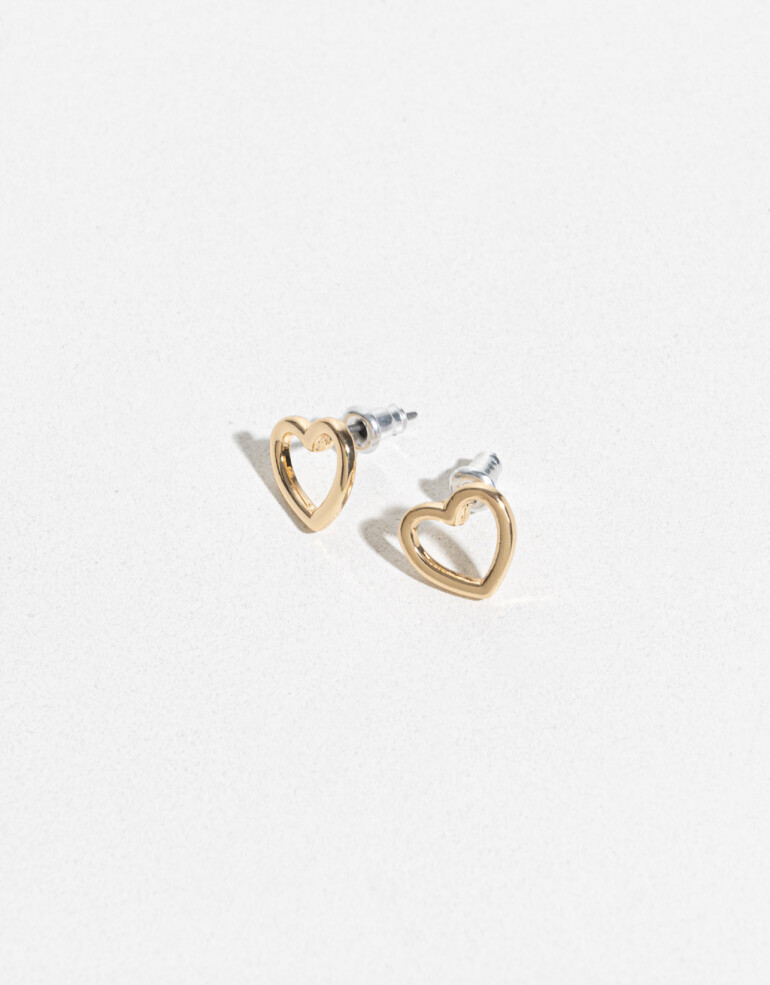 Aros Pasantes Metal Aros De Corazón - Dorado
