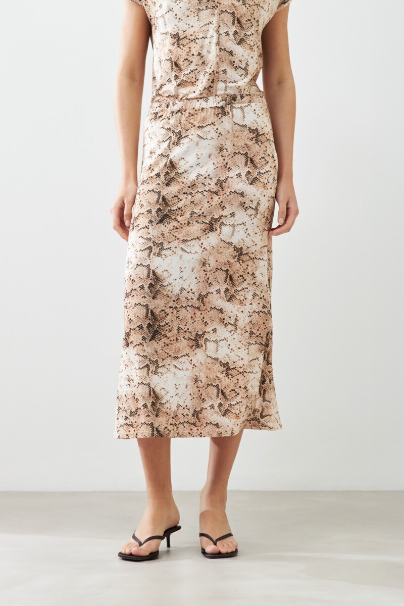 Maxi falda animal print beige