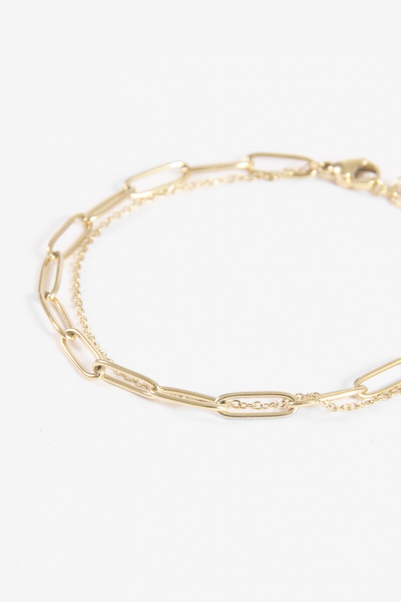 Pulsera de acero doble cadena dorado